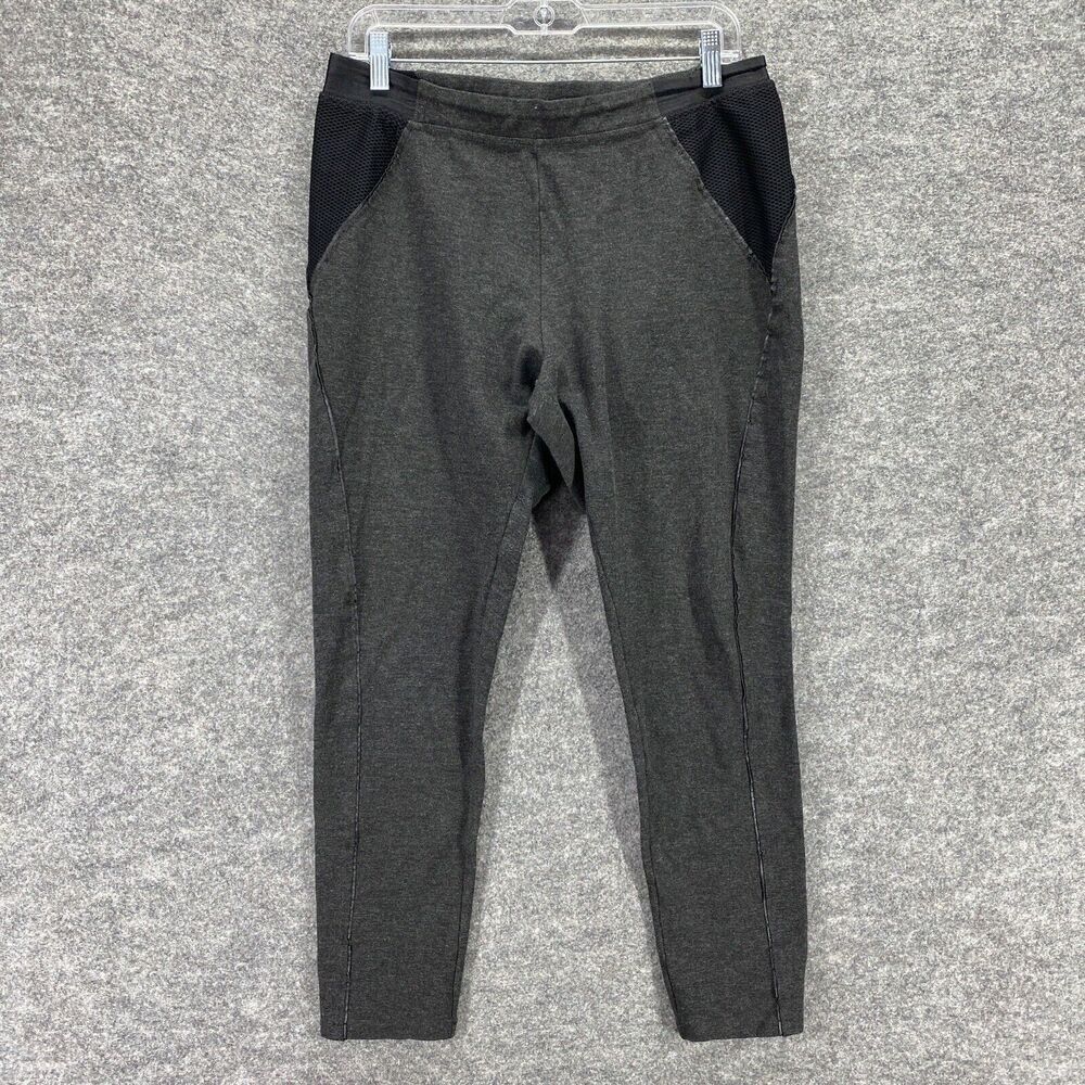Elie Tahari Leggings Women L Large Gray Cropped  Mesh Yoga Pull On Active